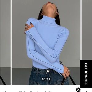 Commense Light Blue Turtleneck Sweater